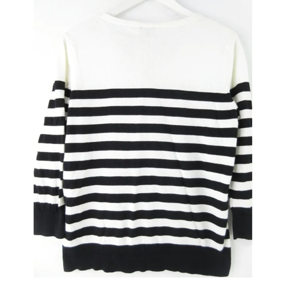 Talbots Black & White Stripe Button Up Cardigan - Picture 3 of 7